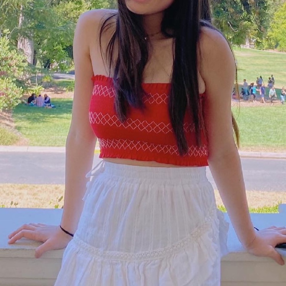 Garage red tube top bandeau